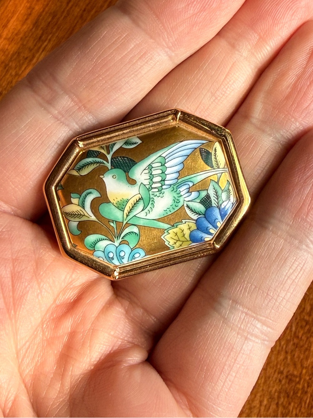 Wedgwood Ceramic Metal Brooch Bird